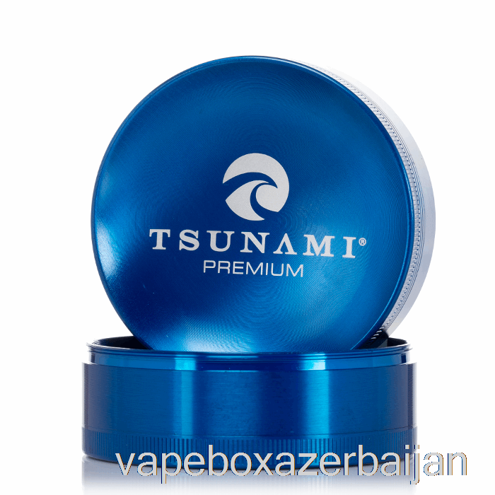 E-Juice Vape Tsunami 2.95inch 4-Piece Sunken Top Grinder Blue (75mm)